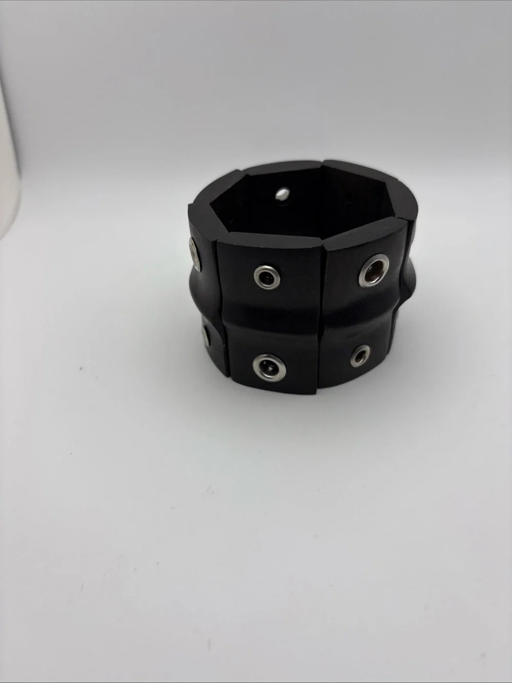 Black Wood Grommet Panel Bracelet for Men